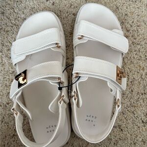 Gold and White foot bed Sandals
